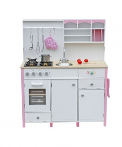 White & Pink Wooden Kitchen - Image 2