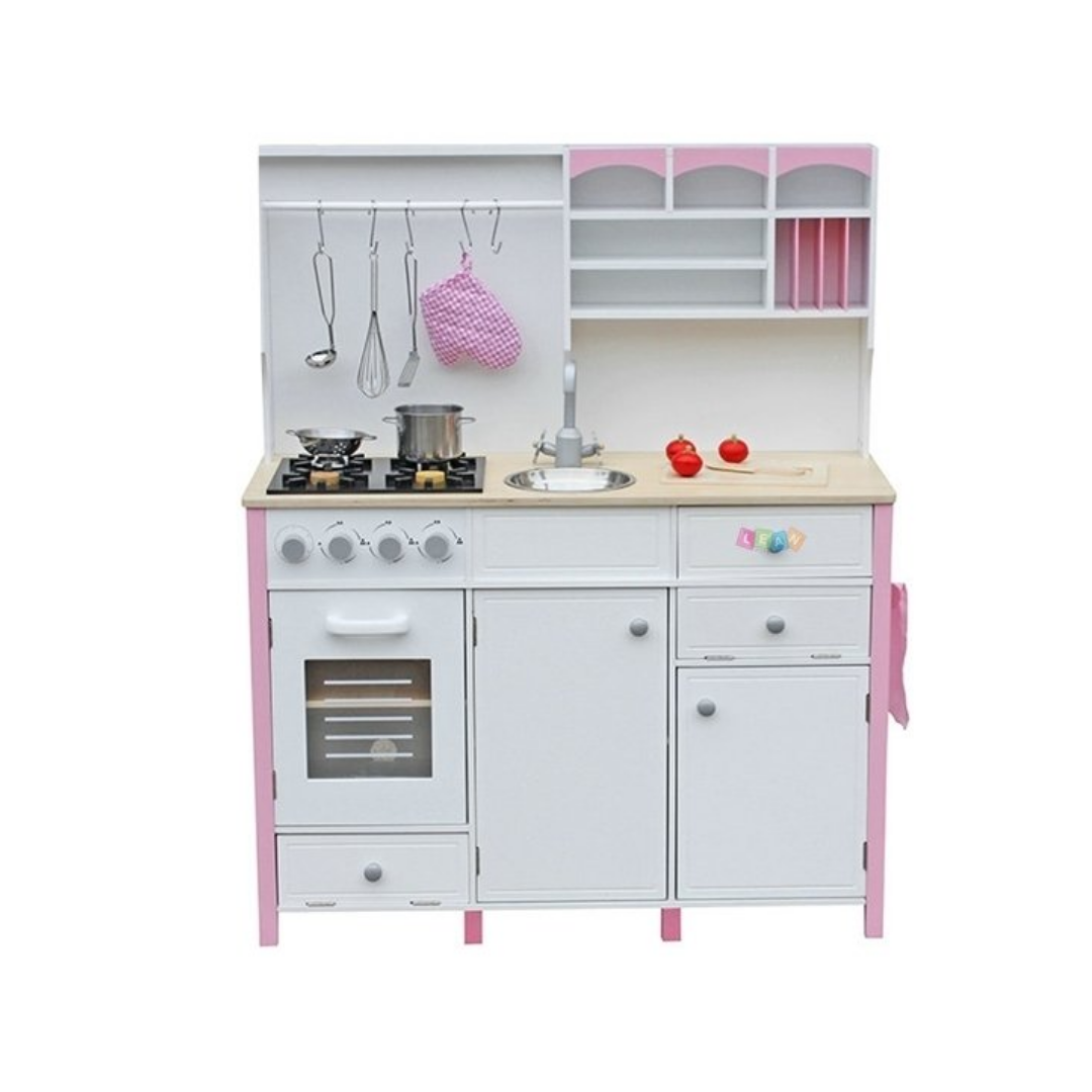White & Pink Wooden Kitchen - Image 2