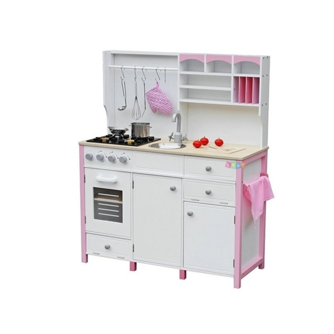 White & Pink Wooden Kitchen - Image 3