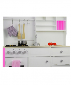 White & Pink Wooden Kitchen - Image 6