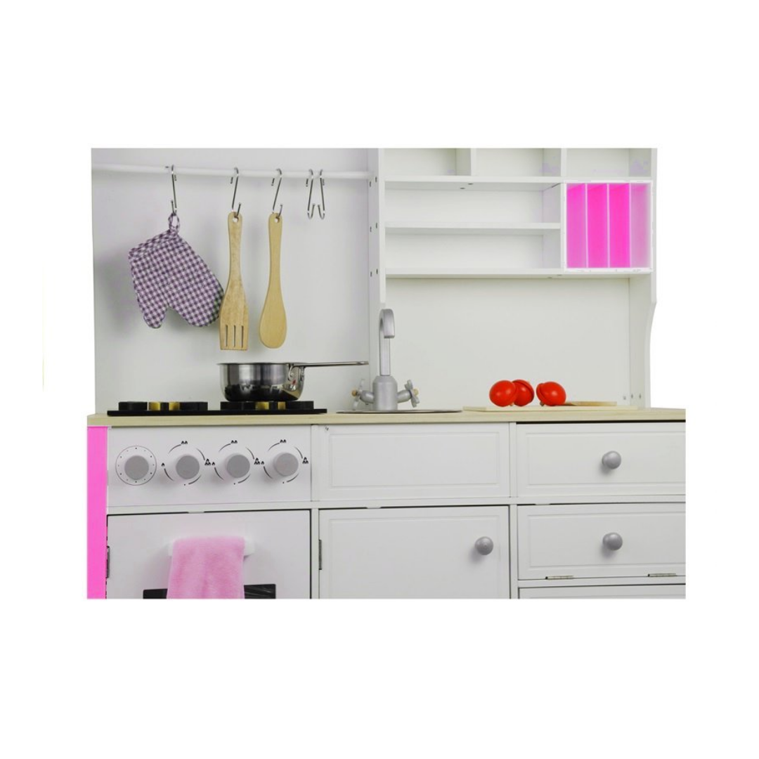White & Pink Wooden Kitchen - Image 6